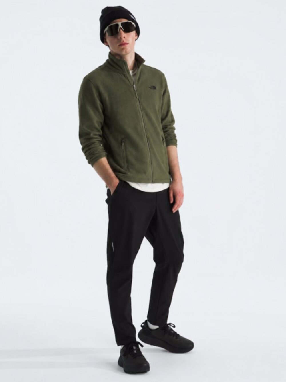 The North Face Men’s Woodland Green &Black Fleece Full-Zip Jacket